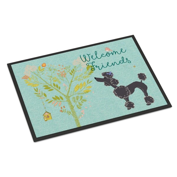Carolines Treasures Welcome Friends Black Poodle Indoor or Outdoor Mat, 18 x 27 in. BB7615MAT - main